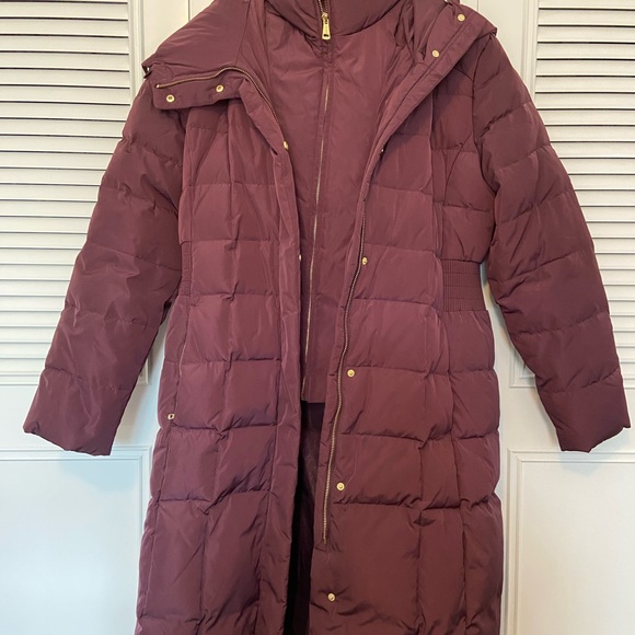 Burgundy Cole Haan down puffer coat - Picture 2 of 7